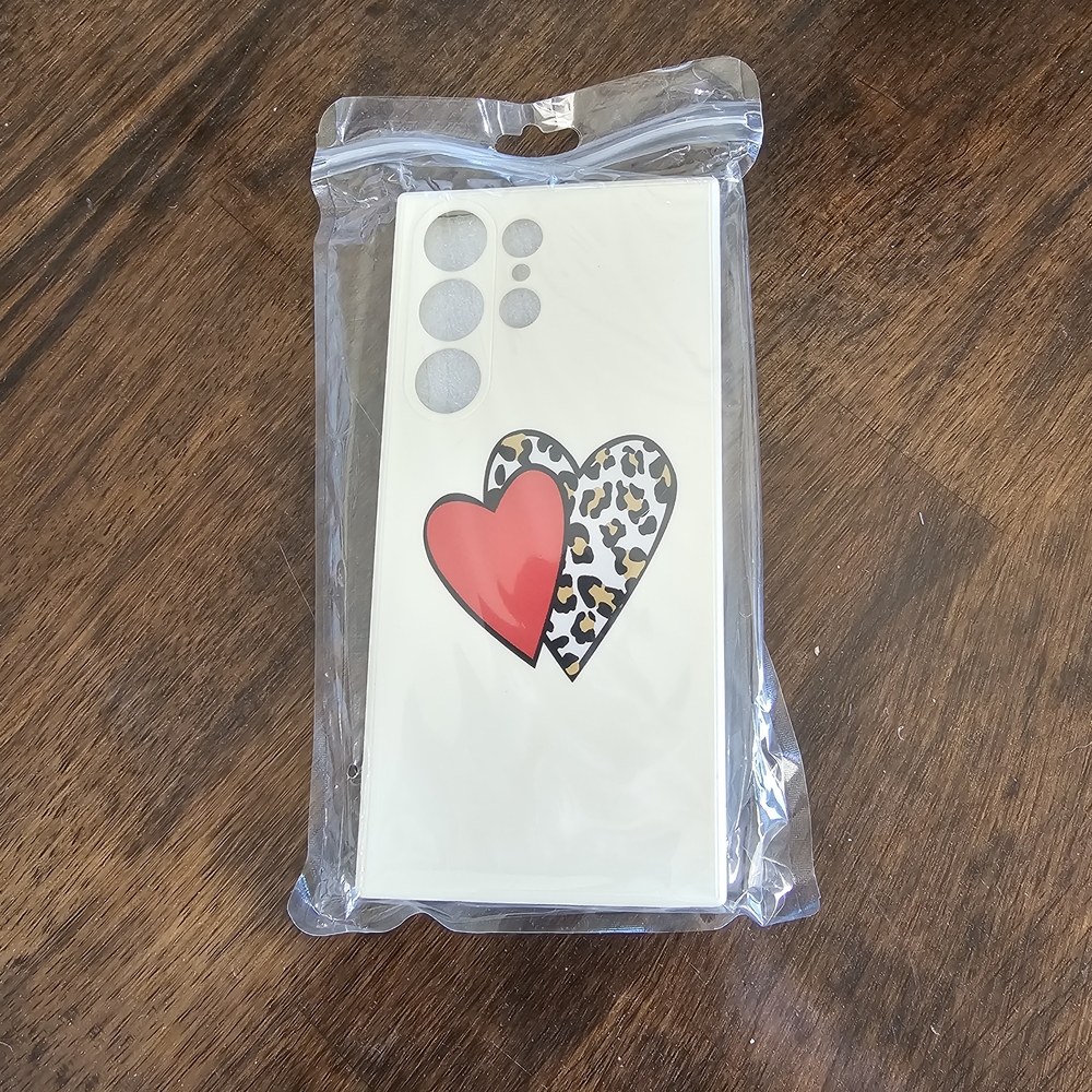 S23 Ultra Heart Design Phone Case - Red and Leopard Print
